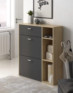 Meuble Chaussures Chêne/Gris Anthracite -Magasin de meubles 0e72eb4e68b14bc39f8714be19e096d7
