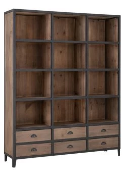 Bibliotheque 12 Cases 6 Tiroirs 216cm