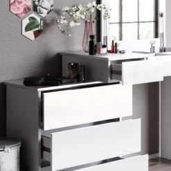 Coiffeuse Lotos Blanc -Magasin de meubles 18a58c2cc4b84ada9bf5a4adc0cec613