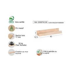 Etagère Murale En Pin Massif - L40 Cm -Magasin de meubles 25d8a1795a1a47b39eb34fc22dc7e323