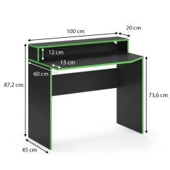 Bureau Ordinateur Kron 100cm Noir/vert -Magasin de meubles 2cd464e443b14e4a9f7ba8dfcafcaf2a