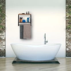 Étagère Murale Avec Porte-serviette Noir -Magasin de meubles 3aa90ef7347c47f388e55289b016cf22