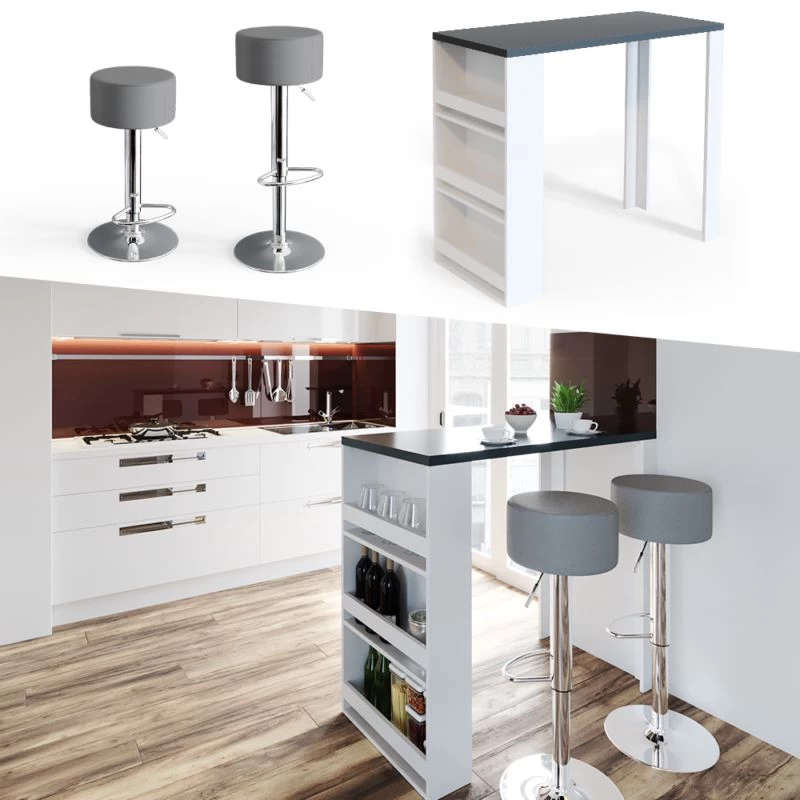 Table De Bar 117cm Blanche/anthracite 3 Table De Bar 117cm Blanche/anthracite – Image 3