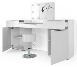 Coiffeuse Lilli Blanc Tabouret LED