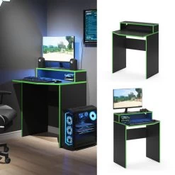 Bureau Ordinateur Kron 70cm Noir/vert -Magasin de meubles 55a8803ab22848878cc6706344c4a530