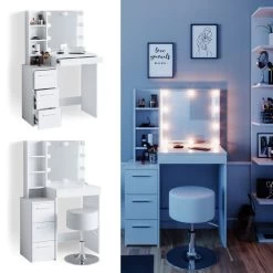 Coiffeuse Meryl Blanc & Tabouret Et LED -Magasin de meubles 5b5ee419f25e41d495d4a53e374a4f4a