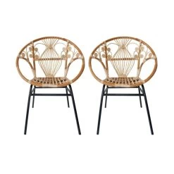 Timea - Chaise En Rotin Vintage Et Pieds