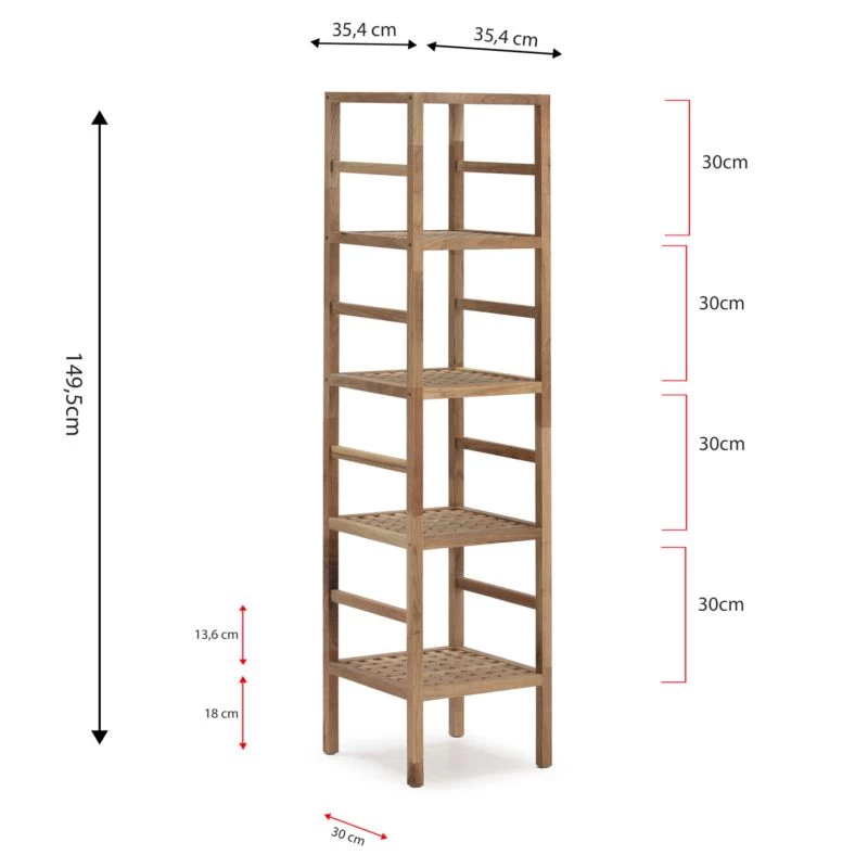 Étagère Alam En Bois De Noyer, 5 Niveaux 5 Étagère Alam En Bois De Noyer, 5 Niveaux – Image 5
