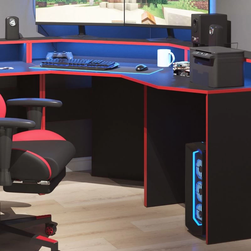 Bureau Ordinateur Kron Noir/rouge Set 1 4 Bureau Ordinateur Kron Noir/rouge Set 1 – Image 4