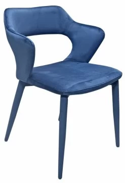 Chaise Velours Bleu Accoudoirs - SWEET