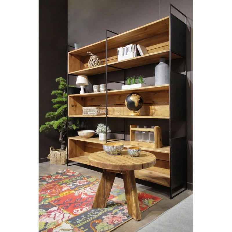 Bibliothèque 6 étagères Bois Recyclé 2 Bibliothèque 6 étagères Bois Recyclé – Image 2