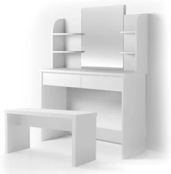 Coiffeuse Charlotte Blanc Avec Banc