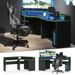 Bureau Ordinateur Kron Noir/vert Set 3 -Magasin de meubles 91e0385b4be64df7aab326736da264e2