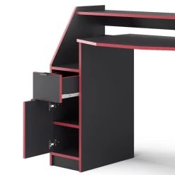 Bureau Ordinateur Joel 123cm Noir/rouge -Magasin de meubles 98eb81126ab340dcb6691bba616f01cd