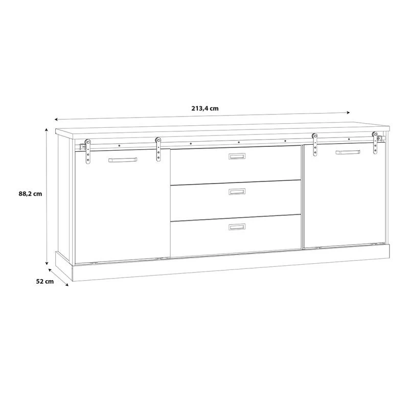Buffet 214cm 2 Portes Coulissantes FARM 4 Buffet 214cm 2 Portes Coulissantes FARM – Image 4