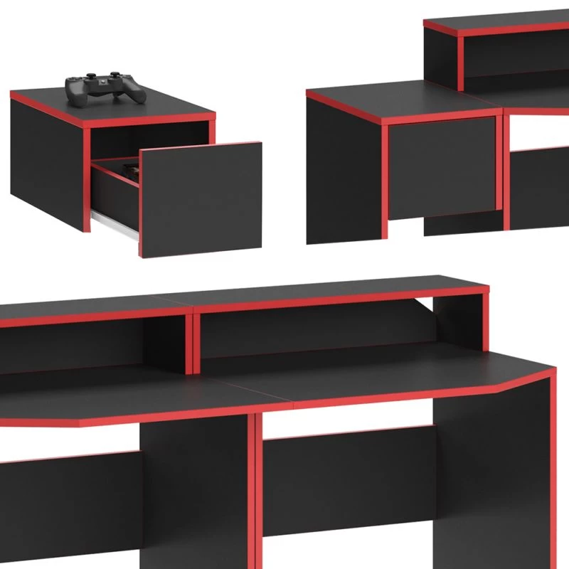 Bureau Ordinateur Kron Noir/rouge Set 8 5 Bureau Ordinateur Kron Noir/rouge Set 8 – Image 5