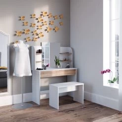 Coiffeuse Charlotte Blanc Avec Banc -Magasin de meubles 9d7a4374dd94403b930c53384e842e46
