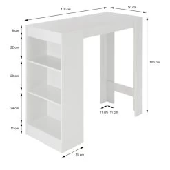 Table De Bar 110x50x103cm Blanc -Magasin de meubles a8fa1e78a520478495901d49ee58d03c