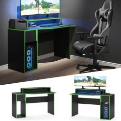Bureau Ordinateur Kron Noir/vert Set 2 -Magasin de meubles ad1bcca5b02149c9bad9215992c2b32f