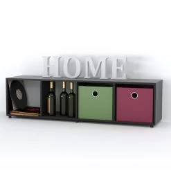 Etagère Ludus Noir 4 Compartiments -Magasin de meubles bc29d23126e94672a9cb1f06980d0f52