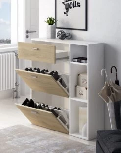 Meuble Chaussures Chêne/Gris Anthracite -Magasin de meubles bd830a168bf5488882f48f94261dab23