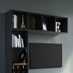 Etagère Ludus Noir 4 Compartiments -Magasin de meubles c3511c7c4d834bceb7dbddae6fc558c3