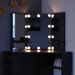 Coiffeuse Arielle Blanc/sonoma & LED -Magasin de meubles c99dff534b5f461cbefd0eed325d407b