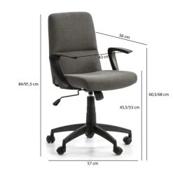 Fauteuil De Bureau Teo, Tissu Gris Foncé -Magasin de meubles e6068f6370214cddafc39aea427bfb76