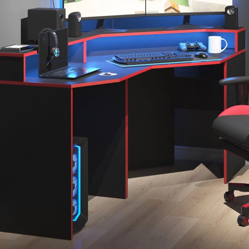 Bureau Ordinateur Kron Noir/rouge Set 5 4 Bureau Ordinateur Kron Noir/rouge Set 5 – Image 4