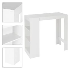 Table De Bar 110x50x103cm Blanc -Magasin de meubles ebc716f2e37e4aaa85cfccaf643c68f0