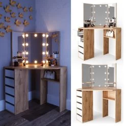 Coiffeuse Arielle Blanc/sonoma & LED -Magasin de meubles edf4cea7718f48a7b07bd5cec1d4fb2d
