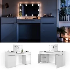 Coiffeuse Lilli Blanc LED -Magasin de meubles f7bac9f9507d4430b318ee1be8ba9420