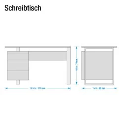 Bureau Paddington II -Magasin de meubles paddington schreibtisch hochglanz weiss lackiert mit 1 container 1225036