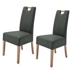 Lot De 2 Chaises Capitonnées Alessia II -Magasin de meubles polsterstuhl alessia ii 2er set kunstleder anthrazit eiche 4289292